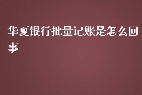 华夏银行批量记账是怎么回事_https://wap.kuaijiepai.net_外汇交易_第1张