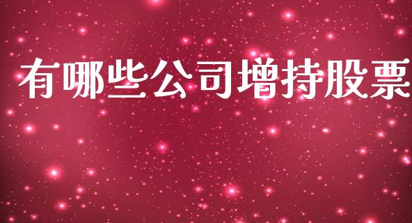 有哪些公司增持股票_https://wap.kuaijiepai.net_财务咨询_第1张