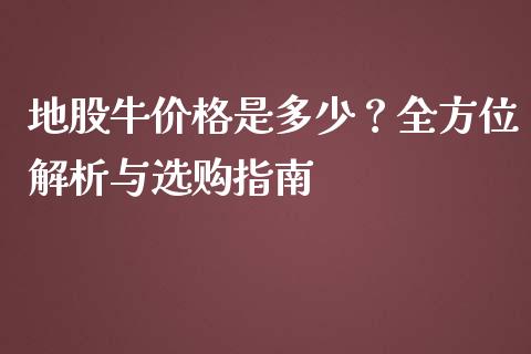 地股牛价格是多少？全方位解析与选购指南_https://wap.kuaijiepai.net_财务风控_第1张