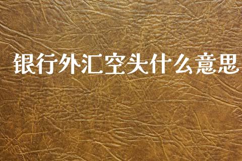 银行外汇空头什么意思_https://wap.kuaijiepai.net_外汇交易_第1张
