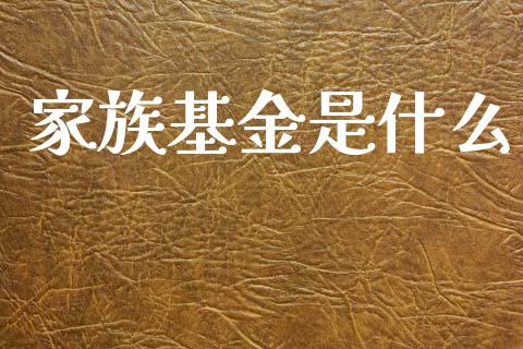 家族基金是什么_https://wap.kuaijiepai.net_财务咨询_第1张