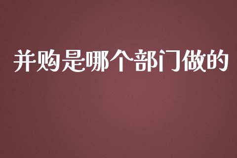 并购是哪个部门做的_https://wap.kuaijiepai.net_财务风控_第1张