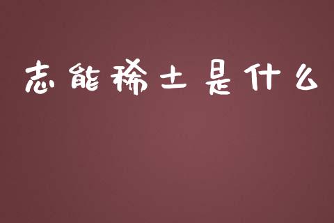 志能稀土是什么_https://wap.kuaijiepai.net_财务咨询_第1张