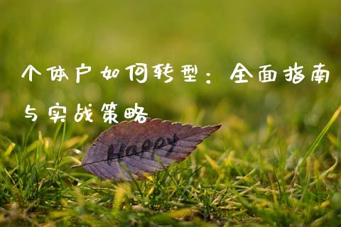 个体户如何转型：全面指南与实战策略_https://wap.kuaijiepai.net_外汇交易_第1张
