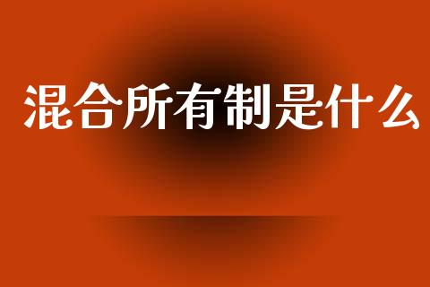 混合所有制是什么_https://wap.kuaijiepai.net_财务风控_第1张