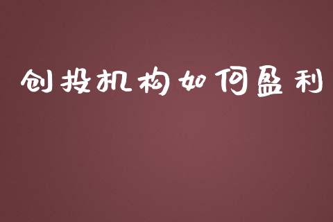 创投机构如何盈利_https://wap.kuaijiepai.net_财务风控_第1张