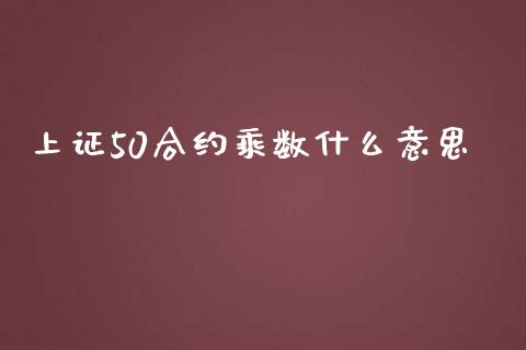 上证50合约乘数什么意思_https://wap.kuaijiepai.net_外汇交易_第1张