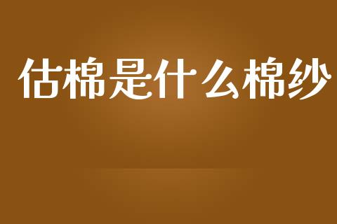 估棉是什么棉纱_https://wap.kuaijiepai.net_财务咨询_第1张