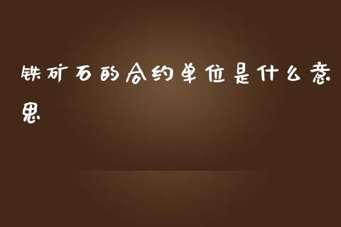 铁矿石的合约单位是什么意思_https://wap.kuaijiepai.net_财务风控_第1张