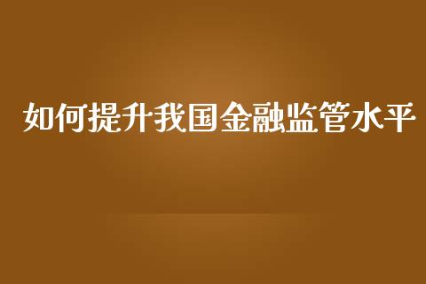 如何提升我国金融监管水平_https://wap.kuaijiepai.net_财务风控_第1张