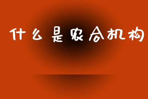什么是农合机构_https://wap.kuaijiepai.net_外汇交易_第1张