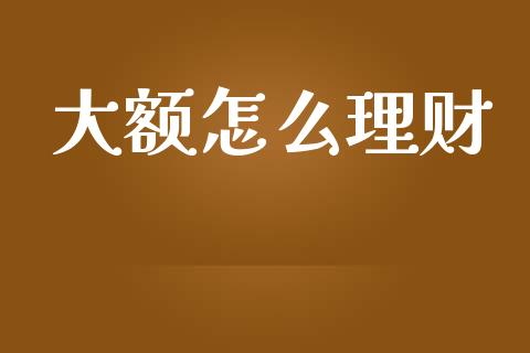 大额怎么理财_https://wap.kuaijiepai.net_外汇交易_第1张