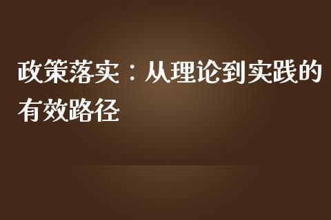 政策落实：从理论到实践的有效路径_https://wap.kuaijiepai.net_金融科技_第1张
