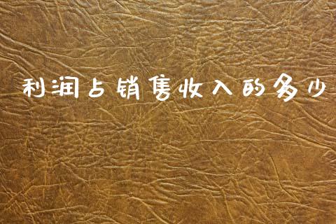 利润占销售收入的多少_https://wap.kuaijiepai.net_财务风控_第1张