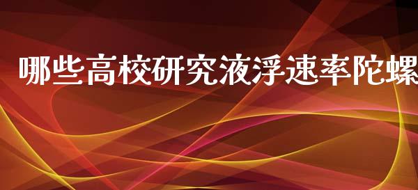 哪些高校研究液浮速率陀螺_https://wap.kuaijiepai.net_金融科技_第1张