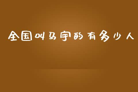 全国叫马宇的有多少人_https://wap.kuaijiepai.net_金融科技_第1张