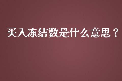 买入冻结数是什么意思？_https://wap.kuaijiepai.net_财务风控_第1张