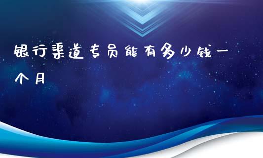 银行渠道专员能有多少钱一个月_https://wap.kuaijiepai.net_财务风控_第1张