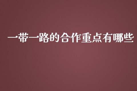 一带一路的合作重点有哪些_https://wap.kuaijiepai.net_财务风控_第1张