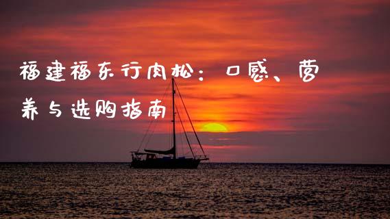 福建福东行肉松：口感、营养与选购指南_https://wap.kuaijiepai.net_财务风控_第1张