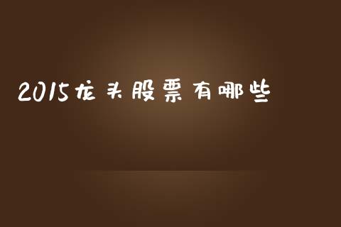 2015龙头股票有哪些_https://wap.kuaijiepai.net_金融科技_第1张