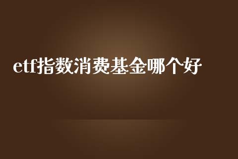 etf指数消费基金哪个好_https://wap.kuaijiepai.net_金融科技_第1张