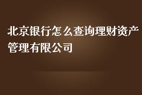 北京银行怎么查询理财资产管理有限公司_https://wap.kuaijiepai.net_财务风控_第1张