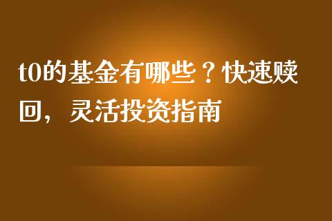 t0的基金有哪些？快速赎回，灵活投资指南_https://wap.kuaijiepai.net_外汇交易_第1张
