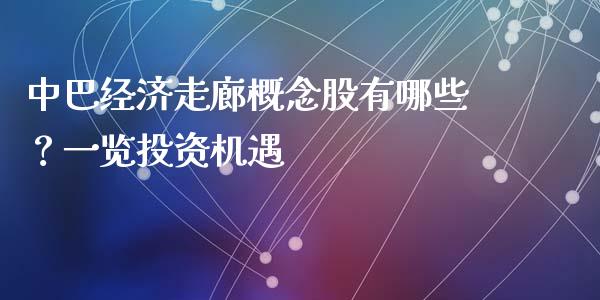 中巴经济走廊概念股有哪些？一览投资机遇_https://wap.kuaijiepai.net_财务风控_第1张