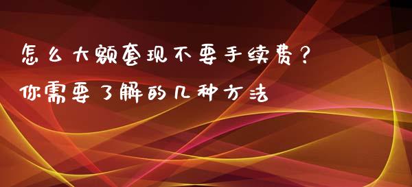 怎么大额套现不要手续费？你需要了解的几种方法_https://wap.kuaijiepai.net_外汇交易_第1张