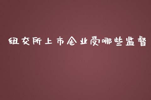 纽交所上市企业受哪些监督_https://wap.kuaijiepai.net_金融科技_第1张
