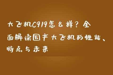 大飞机C919怎么样？全面解读国产大飞机的性能、特点与未来_https://wap.kuaijiepai.net_外汇交易_第1张
