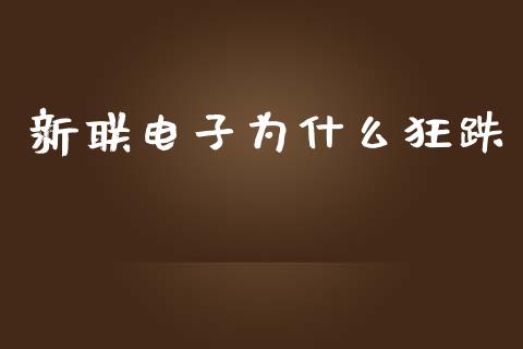 新联电子为什么狂跌_https://wap.kuaijiepai.net_财务咨询_第1张