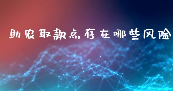 助农取款点存在哪些风险_https://wap.kuaijiepai.net_金融科技_第1张