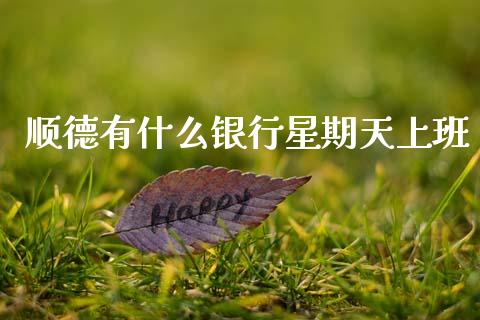 顺德有什么银行星期天上班_https://wap.kuaijiepai.net_金融科技_第1张