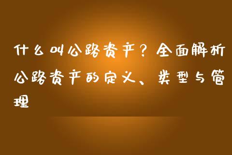 什么叫公路资产？全面解析公路资产的定义、类型与管理_https://wap.kuaijiepai.net_财务风控_第1张