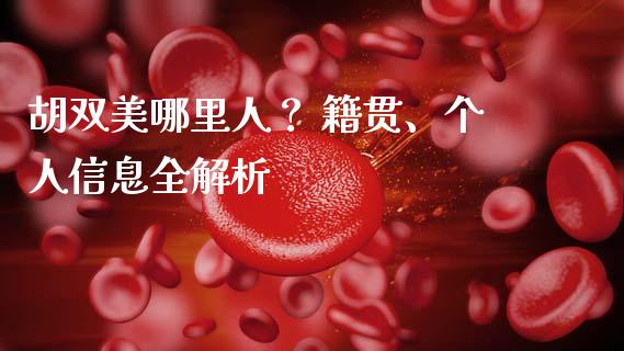 胡双美哪里人？ 籍贯、个人信息全解析_https://wap.kuaijiepai.net_金融科技_第1张