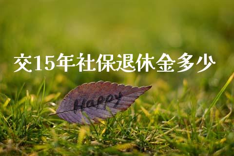 交15年社保退休金多少_https://wap.kuaijiepai.net_财务咨询_第1张