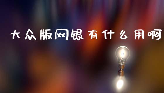 大众版网银有什么用啊_https://wap.kuaijiepai.net_外汇交易_第1张