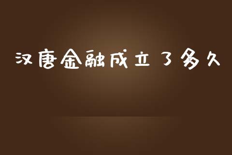 汉唐金融成立了多久_https://wap.kuaijiepai.net_金融科技_第1张