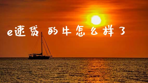 e速贷 的牛怎么样了_https://wap.kuaijiepai.net_金融科技_第1张
